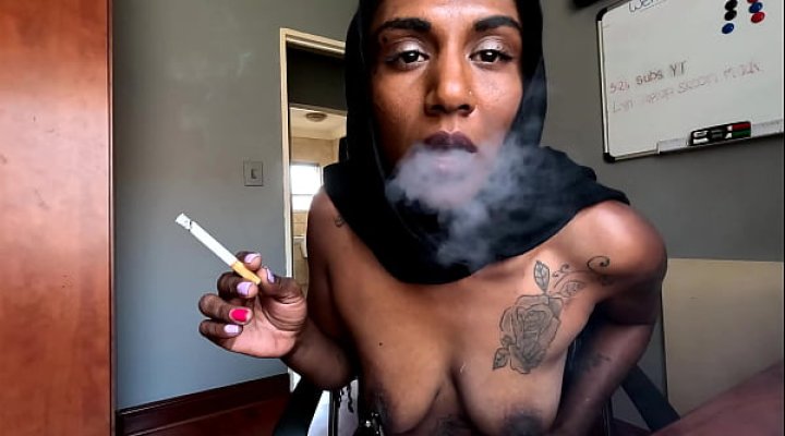 Desi In Hijab Smoking While Wearing Nipple Clamps