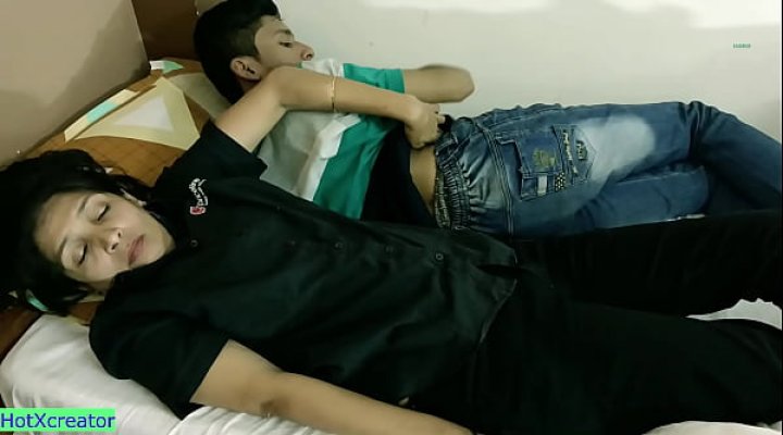 Bed Sharing With Stepbrother! Amazing Hot Sex With Hindi Audio
